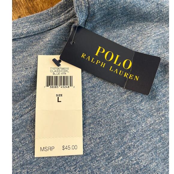 Polo Ralph Lauren Mens L Blue-Heather Long Sleeves Custom Slim Fit Preppy Shirt - Picture 7 of 11